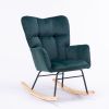 Modern Velvet Tufted Upholstered Rocking Chair Padded Seat for Living Room Bedroom