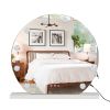 Round Hollywood Desktop Mirror, Makeup Mirror with Frame with12 Bulbs-White Square Base For bathroom or powder room,Vanity Mirror with 12 LED Lights,