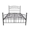 Bed Frame with Headboard and Footboard Metal Platform Bed Frame Queen Size No Box Spring Needed, Twin Black