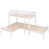 Twin over Twin over Twin Bed L-shaped Bunk Bed, Pine Wood Bed Frame