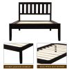 Wood Platform Bed with Headboard/Wood Slat Support, Twin (Espresso) RT