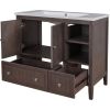 36" Bathroom Vanity with Ceramic Basin, Bathroom Storage Cabinet with Two Doors and Drawers, Solid Frame, Metal Handles