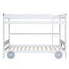 Twin Size Car-Shaped Convertible Bunk Bed, White(Expected Arrival Time:7.25)