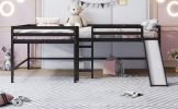 Full Size L-Shaped Loft Bed with Built-in Ladders and Slide,Wooden Loft Beds(OLD SKU :LP000112AAK