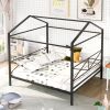 Queen Size Metal House Shape Platform Bed