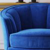 Modern Velvet Accent Barrel Chair Leisure Accent Chair Living Room Upholstered Armchair Vanity Chair for Bedroom Meeting Room, Blue