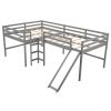 Full Size L-Shaped Loft Bed with Built-in Ladders and Slide,Wooden Loft Beds(OLD SKU :LP000112AAK