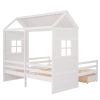 Twin Twin House Bed with 2 Drawers, White