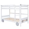 Twin Size Car-Shaped Convertible Bunk Bed, White(Expected Arrival Time:7.25)