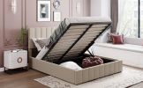 Queen size Upholstered Platform bed with a Hydraulic Storage System - Gray Queen size Upholstered Platform bed with a Hydraulic Storage System - Gray