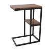 C Shaped Side Table Snack end Table with Storage Shelf Under The Sofa Overbed Table for Sofa Couch Living Room Bedroom & Small Spaces