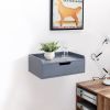 Wooden End Table, Floating Shelf Side Table with Storage Drawer, 1PCS