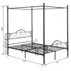 Tall Full Size Bed Frame Canopy No Box Spring Needed with Headboard Heavy Duty