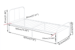 13" Twin Metal Bed Frame with Headboard Platform Foundation White Steel Slat