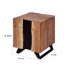 Dunawest Stanley 19 Inch Single Drawer Industrial Wood Nightstand with Live Edge Details, Brown and Black