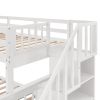 Stairway Twin-Over-Full Bunk Bed with Drawer, Storage and Guard Rail for Bedroom, Dorm, for Adults