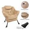 Accent Chair Lazy Reclining Leisure Chair with Removable Metal Legs and High-Density Foam, Comfy Upholstered Single Sofa Chair With Ottoman for Living