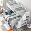 Stairway Twin-Over-Full Bunk Bed with Drawer, Storage and Guard Rail for Bedroom, Dorm, for Adults