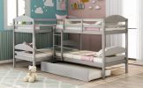 Twin L-Shaped Bunk bed with Trundle