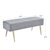 45.7 Inches Velvet Ottoman Rectangular Bench Footstool, with Golden Metal Legs and Non-Slip Foot Pads for Living Room Bedroom Entryway XH