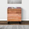 Dunawest Kai 30.5 Inch Mango Wood Nightstand Chest Cabinet with 3 Drawers and Embossed Geometric Design, Natural Brown