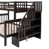 Stairway Twin-Over-Full Bunk Bed with Drawer, Storage and Guard Rail for Bedroom, Dorm, for Adults