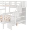 Stairway Twin-Over-Full Bunk Bed with Drawer, Storage and Guard Rail for Bedroom, Dorm, for Adults