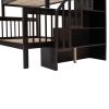 Stairway Twin-Over-Full Bunk Bed with Drawer, Storage and Guard Rail for Bedroom, Dorm, for Adults