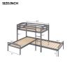 Twin over Twin over Twin Bed L-shaped Bunk Bed, Pine Wood Bed Frame