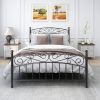 Bed Frame with Headboard and Footboard Metal Platform Bed Frame Queen Size No Box Spring Needed, Twin Black