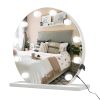 Round Hollywood Desktop Mirror, Makeup Mirror with Frame with12 Bulbs-White Square Base For bathroom or powder room,Vanity Mirror with 12 LED Lights,