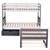 Twin Size L-Shaped Bunk Bed and Platform Bed with Trundle and Drawer(Expected Arrival Time:7.30)