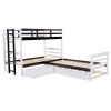 Twin Size L-Shaped Bunk Bed and Platform Bed with Trundle and Drawer(Expected Arrival Time:7.30)