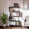 S-Shaped 5 Shelf Bookcase, Wooden Z Shaped 5-Tier Etagere Bookshelf Stand for Home Office Living Room Decor Books Display RT