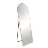 Full Length Wall Mirror - 65' x 22' Arched Free Standing Body Mirror with Clothes Rod, Black Metal Framed Large Floor Mirror for Bedroom, Modern Big W