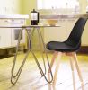 Mid Century Modern Dining Chairs, with Wood Legs, Armless Kitchen Chairs, Shell Lounge Plastic Side Chair with Soft Padded Kitchen, Dining Room, Livin