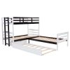 Twin Size L-Shaped Bunk Bed and Platform Bed with Trundle and Drawer(Expected Arrival Time:7.30)