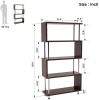 S-Shaped 5 Shelf Bookcase, Wooden Z Shaped 5-Tier Etagere Bookshelf Stand for Home Office Living Room Decor Books Display RT