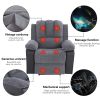 Corduroy + black pu ergonomic electric flat sofa with 8-point massage and heating function, thickened armrests and backrest single sofa chair for the