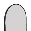 Full Length Wall Mirror - 65' x 22' Arched Free Standing Body Mirror with Clothes Rod, Black Metal Framed Large Floor Mirror for Bedroom, Modern Big W