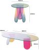 Acrylic Rainbow Color Coffee Table, Iridescent Glass End Table Round Side Table Modern Accent TV Table for Living Bed Room Decoration XH