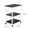 Baker's Rack 3-Tier Kitchen Utility Microwave Oven Stand Storage Cart Workstation Shelf(Vintage Board Top Black Metal Frame) RT