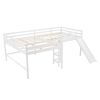 Full Size L-Shaped Loft Bed with Built-in Ladders and Slide,Wooden Loft Beds(OLD SKU :LP000112AAK