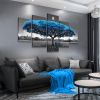 Canvas Wall Art Blue Tree Canvas Print Picture Black and White Landscape Painting Modern Artwork Canvas Art for Living Room Bedroom Decor Large 5 Piec