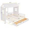 Twin Twin House Bed with 2 Drawers, White