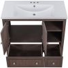 36" Bathroom Vanity with Ceramic Basin, Bathroom Storage Cabinet with Two Doors and Drawers, Solid Frame, Metal Handles