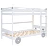 Twin Size Car-Shaped Convertible Bunk Bed, White(Expected Arrival Time:7.25)