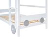 Twin Size Car-Shaped Convertible Bunk Bed, White(Expected Arrival Time:7.25)