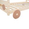 Twin Size Canopy Car-Shaped Platform Bed,Natural+Brown(Expected Arrival Time:7.25)