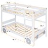 Twin Size Car-Shaped Convertible Bunk Bed, White(Expected Arrival Time:7.25)